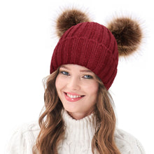Arctic Paw Womens Winter Hat Cable Knit Beanie for Women Faux Fur Pompom Ears