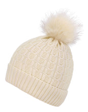 Arctic Paw Sherpa Lined Knit Beanie with Faux Fur Pompom