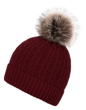Arctic Paw Sherpa Lined Knit Beanie with Faux Fur Pompom