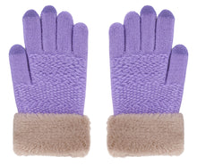 Kids Winter Gloves 2 Pack Kids Touchscreen Winter Knit Mitten Gloves, Lilic Purple/Cherry Blossom
